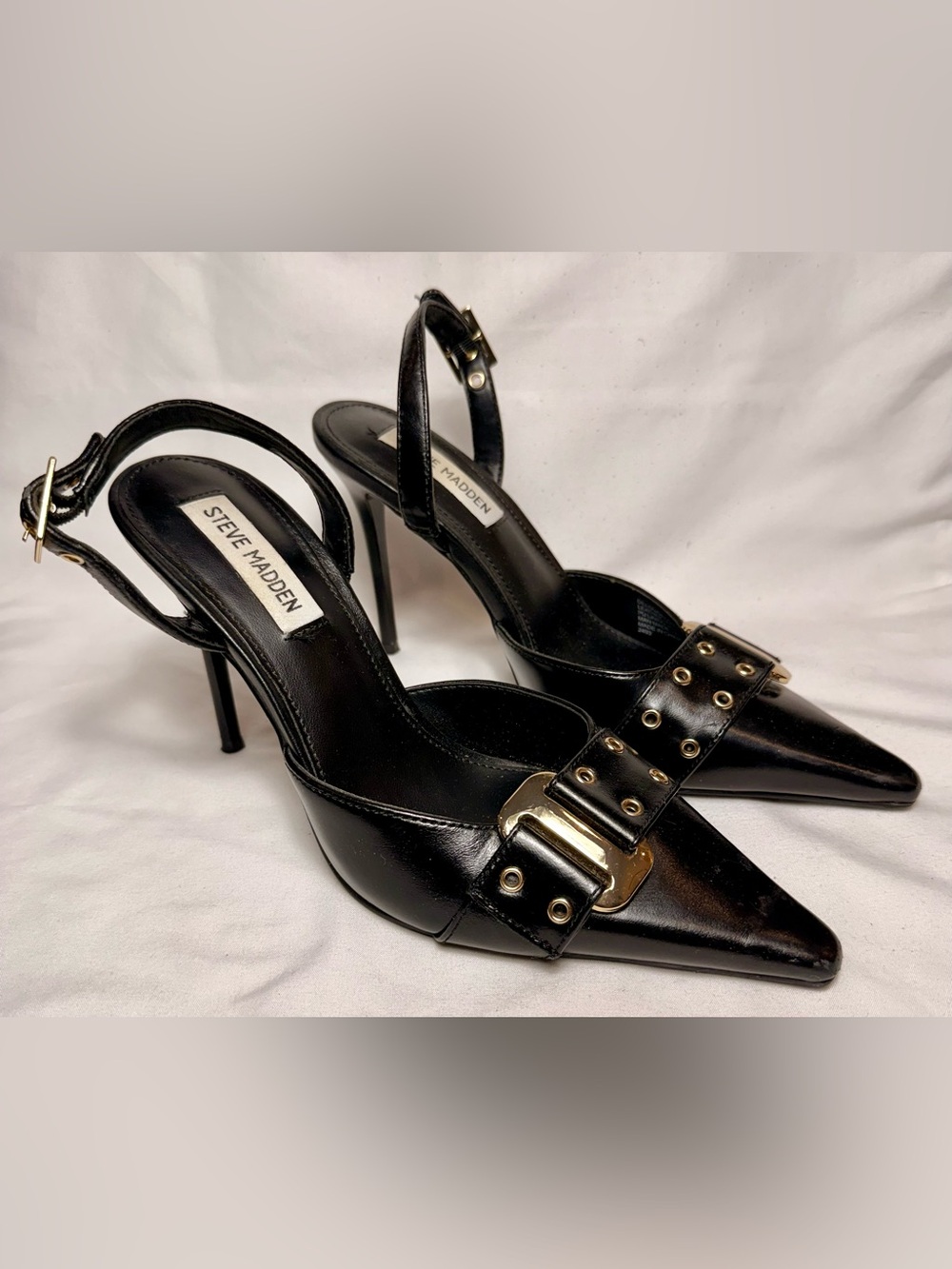 STEVE MADDEN Dillon Leather Slingback Heels - Picture 1 of 6